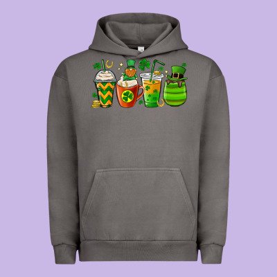St. Patricks Day Coffee Cups Urban Hoodie Designed By Maliassmallbusiness