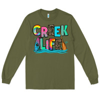 Army Green creek life kayaking Long Sleeve Tee - Zillion Design Studio