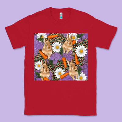 Classic Tee easter bunny carrot daisys leopard glitter