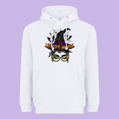 Withcy Mama Heavyweight Hoodie Designed By Racoondesign
