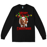Black Merry Christmas Longhorn Cow Long Sleeve Tee - RanaPortraitStore