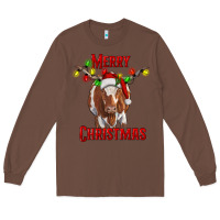 Chestnut Merry Christmas Longhorn Cow Long Sleeve Tee - RanaPortraitStore