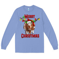 Colony Blue Merry Christmas Longhorn Cow Long Sleeve Tee - RanaPortraitStore