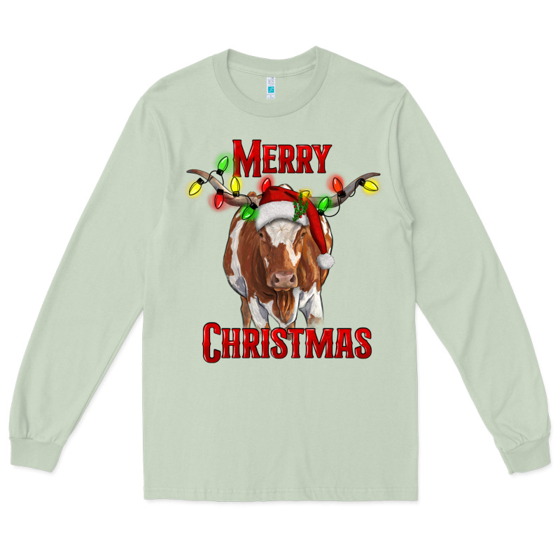 Merry Christmas Longhorn Cow Long Sleeve Tee by RanaPortraitStore | Teevron