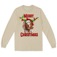 Mushroom Merry Christmas Longhorn Cow Long Sleeve Tee - RanaPortraitStore