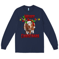 Navy Merry Christmas Longhorn Cow Long Sleeve Tee - RanaPortraitStore