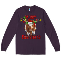Plum Merry Christmas Longhorn Cow Long Sleeve Tee - RanaPortraitStore