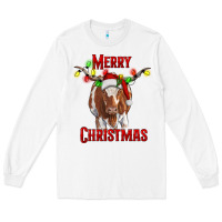 White Merry Christmas Longhorn Cow Long Sleeve Tee - RanaPortraitStore