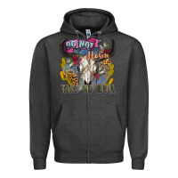 Charcoal Heather do not harm take no bull cow skull Zipper Hoodie - Zillion Design Studio
