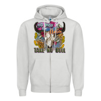 Dove Grey do not harm take no bull cow skull Zipper Hoodie - Zillion Design Studio