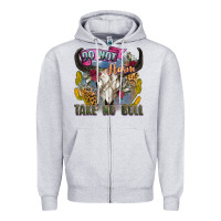 Heather Grey do not harm take no bull cow skull Zipper Hoodie - Zillion Design Studio