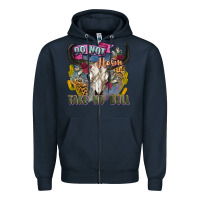 Navy do not harm take no bull cow skull Zipper Hoodie - Zillion Design Studio