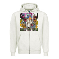 Oatmeal Heather do not harm take no bull cow skull Zipper Hoodie - Zillion Design Studio