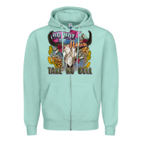 Seafoam do not harm take no bull cow skull Zipper Hoodie - Zillion Design Studio