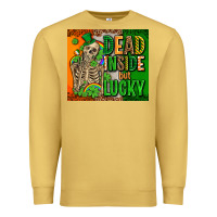 Antique Gold irish flag with shamrocks  dead inside but lucky Premium Sweatshirt - AdoDesignShop