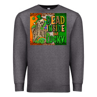 Charcoal Heather irish flag with shamrocks  dead inside but lucky Premium Sweatshirt - AdoDesignShop