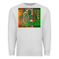 Dove Grey irish flag with shamrocks  dead inside but lucky Premium Sweatshirt - AdoDesignShop