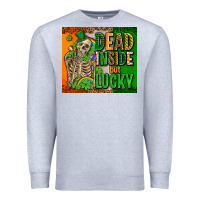 Heather Grey irish flag with shamrocks  dead inside but lucky Premium Sweatshirt - AdoDesignShop