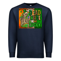 Navy irish flag with shamrocks  dead inside but lucky Premium Sweatshirt - AdoDesignShop