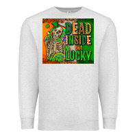 Oatmeal Heather irish flag with shamrocks  dead inside but lucky Premium Sweatshirt - AdoDesignShop