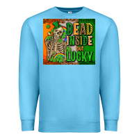 Ocean Blue irish flag with shamrocks  dead inside but lucky Premium Sweatshirt - AdoDesignShop