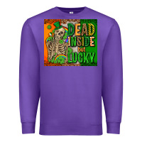 Purple irish flag with shamrocks  dead inside but lucky Premium Sweatshirt - AdoDesignShop