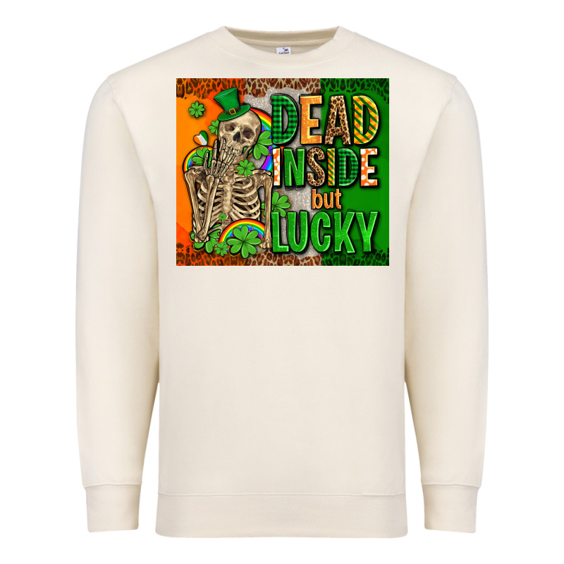 Irish Flag With Shamrocks  Dead Inside But Lucky Premium Sweatshirt by AdoDesignShop | Teevron