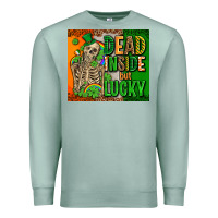 Seafoam irish flag with shamrocks  dead inside but lucky Premium Sweatshirt - AdoDesignShop