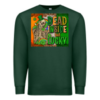 Sports Green irish flag with shamrocks  dead inside but lucky Premium Sweatshirt - AdoDesignShop