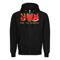 Black peace love watermelon Zipper Hoodie - texasbilliewilder