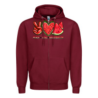 Burgundy peace love watermelon Zipper Hoodie - texasbilliewilder
