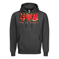 Charcoal Heather peace love watermelon Zipper Hoodie - texasbilliewilder