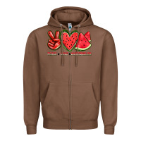 Chestnut peace love watermelon Zipper Hoodie - texasbilliewilder