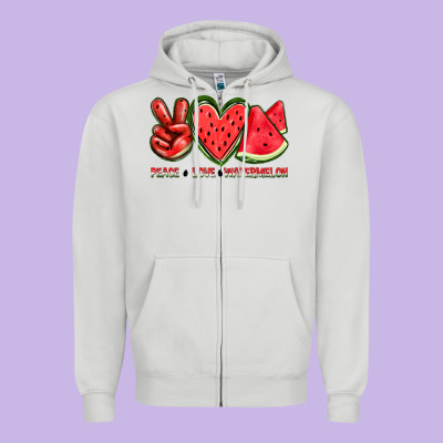 Peace Love Watermelon Zipper Hoodie Designed By Texasbilliewilder