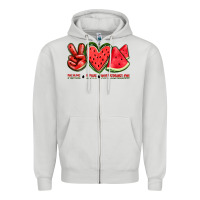 Dove Grey peace love watermelon Zipper Hoodie - texasbilliewilder