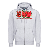 Heather Grey peace love watermelon Zipper Hoodie - texasbilliewilder