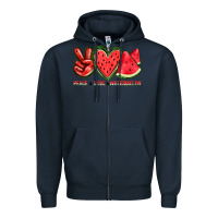 Navy peace love watermelon Zipper Hoodie - texasbilliewilder