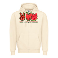 Sandshell peace love watermelon Zipper Hoodie - texasbilliewilder