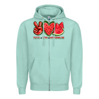 Seafoam peace love watermelon Zipper Hoodie - texasbilliewilder