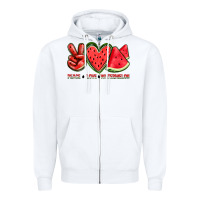 White peace love watermelon Zipper Hoodie - texasbilliewilder