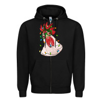 Black christmas rooster with lights Zipper Hoodie - RanaPortraitStore