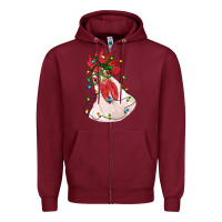 Burgundy christmas rooster with lights Zipper Hoodie - RanaPortraitStore