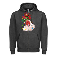 Charcoal Heather christmas rooster with lights Zipper Hoodie - RanaPortraitStore