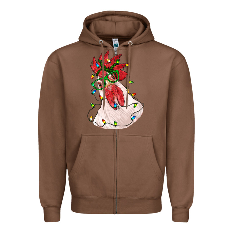 Christmas Rooster With Lights Zipper Hoodie by RanaPortraitStore | Teevron
