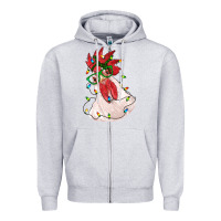 Heather Grey christmas rooster with lights Zipper Hoodie - RanaPortraitStore