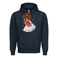 Navy christmas rooster with lights Zipper Hoodie - RanaPortraitStore