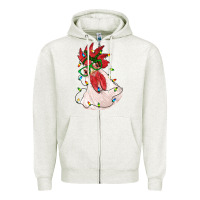 Oatmeal Heather christmas rooster with lights Zipper Hoodie - RanaPortraitStore