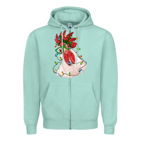 Seafoam christmas rooster with lights Zipper Hoodie - RanaPortraitStore