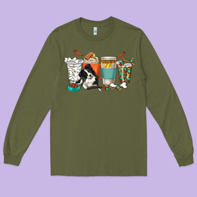 Long Sleeve Tee alaskan border collie dog coffee cups