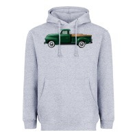 Heather Grey western green truck right side view Heavyweight Hoodie - FaDigitalArtStudio